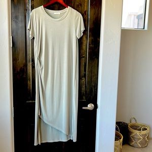 MOD REF side cinched micro modal asymmetrical dress in size Medium